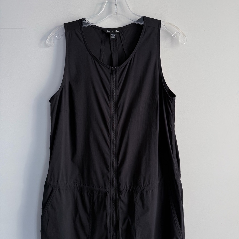 Athleta Flex Jumpsuit Black Size 12 588230 Cinch Wide Leg Outdoor Travel - Picture 12 of 16